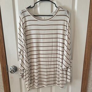 Striped Beige and Brown Women's Top